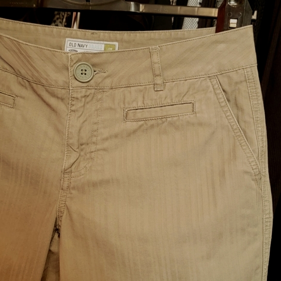 OLD NAVY ♡ Sweet Military Green Cotton Low Waist Bengal Striped Bermuda Shorts 6 - Picture 9 of 16